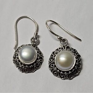 Sterling Silver Dangel Drop Earrings Mabe Preal Drop Earrings  925 Sterling